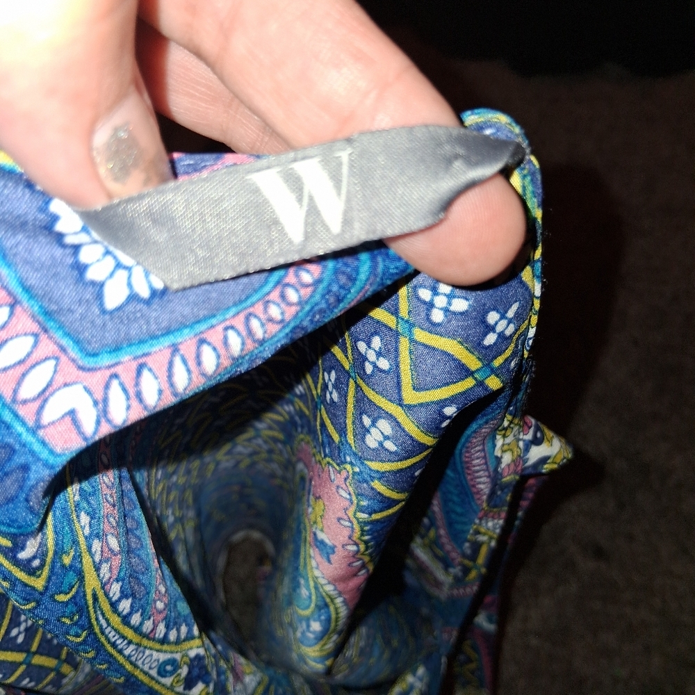 Blue Paisley Print Tank Top With Pinted Bottom Front Feels Like Silk - Picture 3 of 4